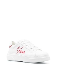 weiße bedruckte Leder niedrige Sneakers von DSQUARED2