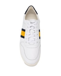 weiße bedruckte Leder niedrige Sneakers von Polo Ralph Lauren