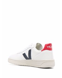 weiße bedruckte Leder niedrige Sneakers von Veja