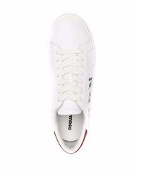 weiße bedruckte Leder niedrige Sneakers von DSQUARED2