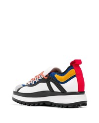 weiße bedruckte Leder niedrige Sneakers von Giorgio Armani