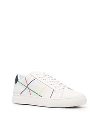 weiße bedruckte Leder niedrige Sneakers von PS Paul Smith