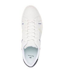 weiße bedruckte Leder niedrige Sneakers von PS Paul Smith