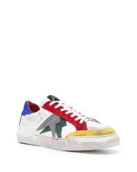 weiße bedruckte Leder niedrige Sneakers von John Richmond