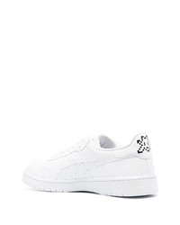 weiße bedruckte Leder niedrige Sneakers von Comme Des Garcons SHIRT