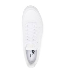 weiße bedruckte Leder niedrige Sneakers von Comme Des Garcons SHIRT