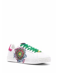 weiße bedruckte Leder niedrige Sneakers von VERSACE JEANS COUTURE