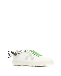 weiße bedruckte Leder niedrige Sneakers von Off-White