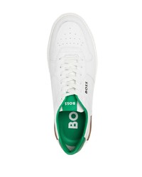 weiße bedruckte Leder niedrige Sneakers von BOSS