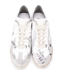 weiße bedruckte Leder niedrige Sneakers von Maison Margiela