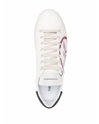 weiße bedruckte Leder niedrige Sneakers von Emporio Armani