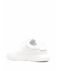 weiße bedruckte Leder niedrige Sneakers von Emporio Armani