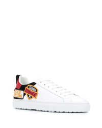 weiße bedruckte Leder niedrige Sneakers von DSQUARED2