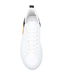 weiße bedruckte Leder niedrige Sneakers von DSQUARED2