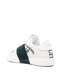 weiße bedruckte Leder niedrige Sneakers von Valentino Garavani