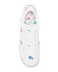 weiße bedruckte Leder niedrige Sneakers von Burberry
