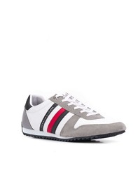 weiße bedruckte Leder niedrige Sneakers von Tommy Hilfiger