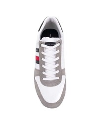 weiße bedruckte Leder niedrige Sneakers von Tommy Hilfiger