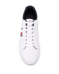 weiße bedruckte Leder niedrige Sneakers von Tommy Hilfiger