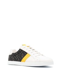 weiße bedruckte Leder niedrige Sneakers von Fendi