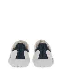 weiße bedruckte Leder niedrige Sneakers von Ferragamo