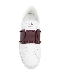 weiße bedruckte Leder niedrige Sneakers von Valentino