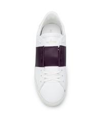 weiße bedruckte Leder niedrige Sneakers von Valentino
