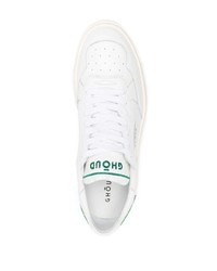weiße bedruckte Leder niedrige Sneakers von Ghoud