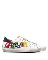 weiße bedruckte Leder niedrige Sneakers von Golden Goose