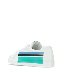 weiße bedruckte Leder niedrige Sneakers von Prada