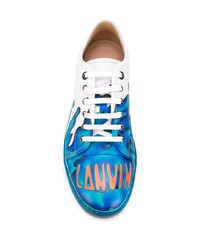 weiße bedruckte Leder niedrige Sneakers von Lanvin