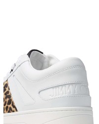 weiße bedruckte Leder niedrige Sneakers von Jimmy Choo