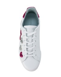 weiße bedruckte Leder niedrige Sneakers von Chiara Ferragni