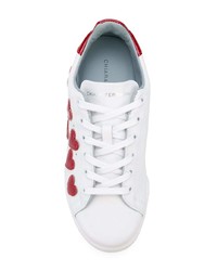 weiße bedruckte Leder niedrige Sneakers von Chiara Ferragni