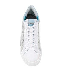 weiße bedruckte Leder niedrige Sneakers von Mizuno