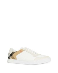 weiße bedruckte Leder niedrige Sneakers von Burberry