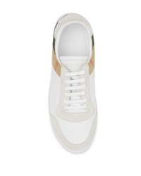 weiße bedruckte Leder niedrige Sneakers von Burberry