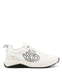 weiße bedruckte Leder niedrige Sneakers von Hugo