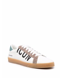 weiße bedruckte Leder niedrige Sneakers von DSQUARED2