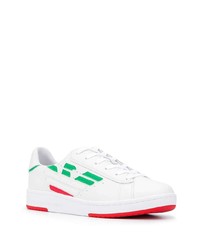 weiße bedruckte Leder niedrige Sneakers von Ea7 Emporio Armani