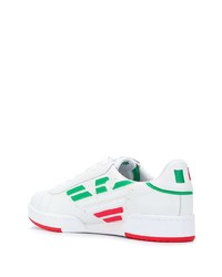 weiße bedruckte Leder niedrige Sneakers von Ea7 Emporio Armani