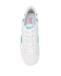 weiße bedruckte Leder niedrige Sneakers von Ea7 Emporio Armani