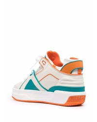 weiße bedruckte Leder niedrige Sneakers von Just Don