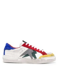 weiße bedruckte Leder niedrige Sneakers von John Richmond