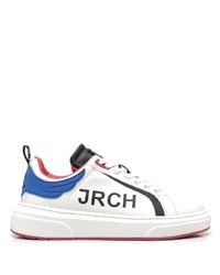 weiße bedruckte Leder niedrige Sneakers von John Richmond
