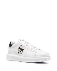 weiße bedruckte Leder niedrige Sneakers von Karl Lagerfeld