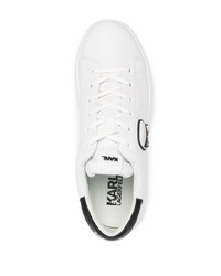 weiße bedruckte Leder niedrige Sneakers von Karl Lagerfeld