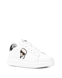 weiße bedruckte Leder niedrige Sneakers von Karl Lagerfeld