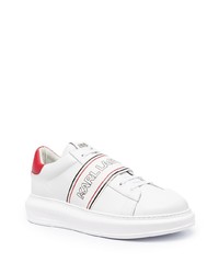 weiße bedruckte Leder niedrige Sneakers von Karl Lagerfeld