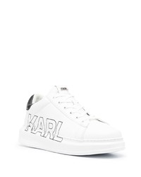 weiße bedruckte Leder niedrige Sneakers von Karl Lagerfeld